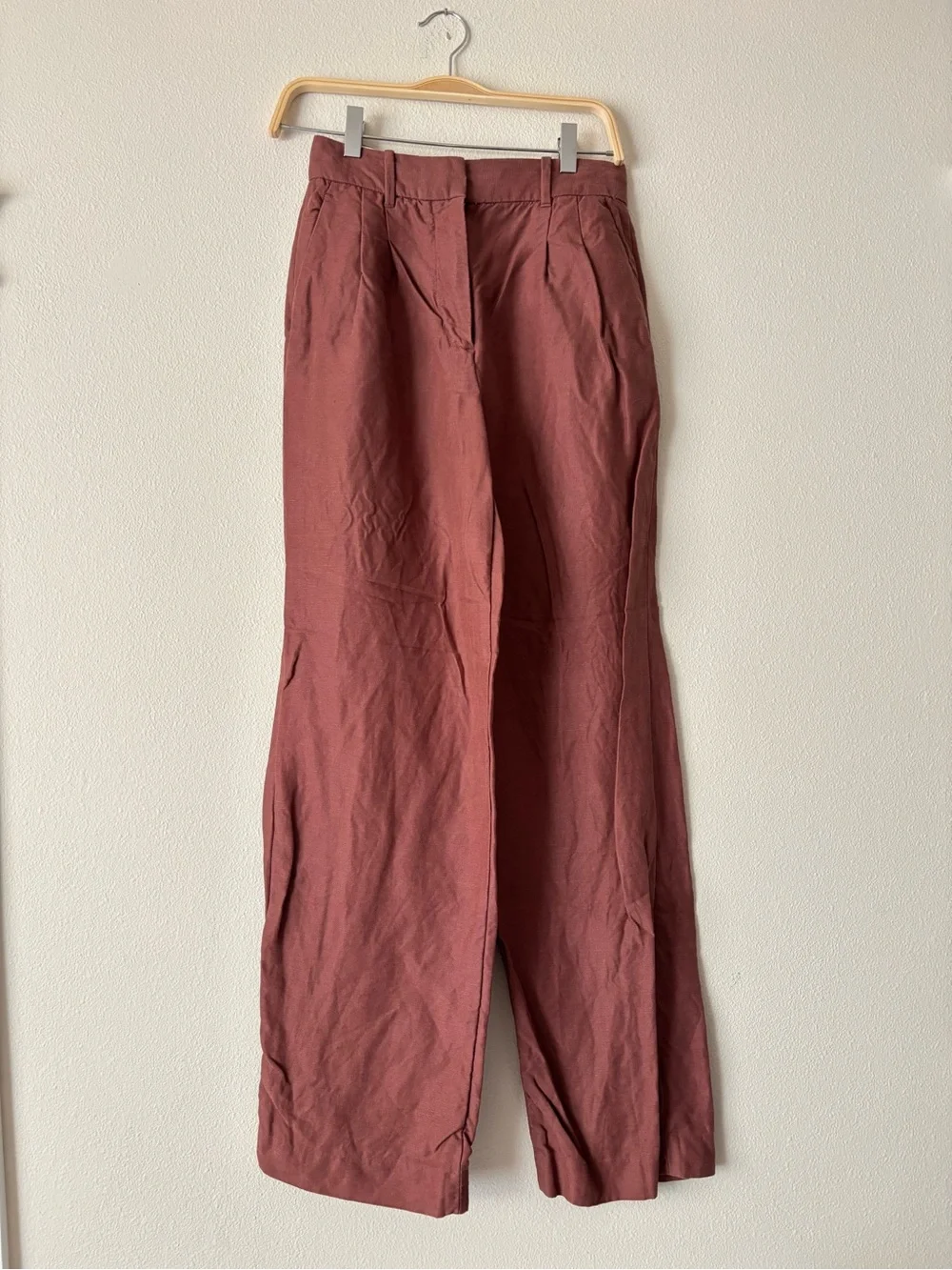 Wilfred The Effortless Linen Pant Terracotta Red Brown Wide Leg High Waist 2
